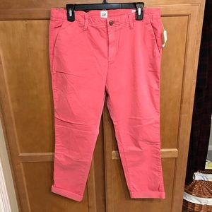 NWT Gap Girlfriend Chino coral pants, 10